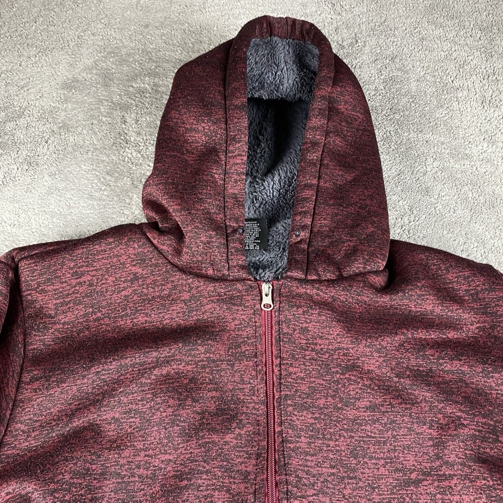 Range Fleece Full Zip Hoodie Sweatshirt Mens Large Red Black Pattern - Picture 3 of 16